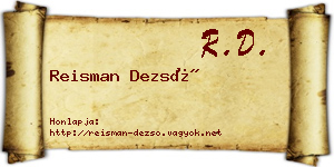 Reisman Dezső névjegykártya